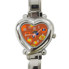 Orange Abstraction Heart Italian Charm Watch by Valentinaart