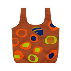 Orange Abstraction Full Print Recycle Bags (m)  by Valentinaart