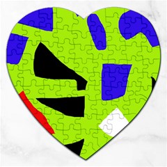 Green Abstraction Jigsaw Puzzle (heart) by Valentinaart