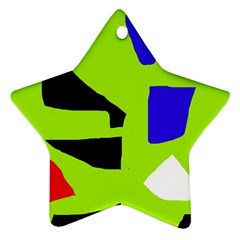 Green Abstraction Star Ornament (two Sides)  by Valentinaart