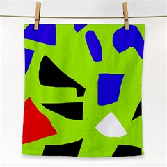 Green Abstraction Face Towel by Valentinaart