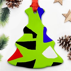 Green Abstraction Christmas Tree Ornament (2 Sides) by Valentinaart