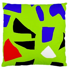 Green Abstraction Large Flano Cushion Case (one Side) by Valentinaart