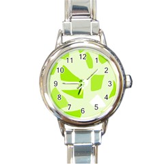 Green Abstract Design Round Italian Charm Watch by Valentinaart