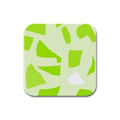 Green Abstract Design Rubber Square Coaster (4 Pack)  by Valentinaart