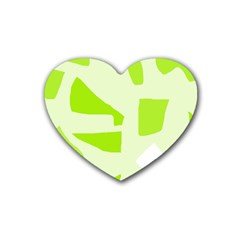 Green Abstract Design Rubber Coaster (heart) 