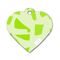 Green Abstract Design Dog Tag Heart (two Sides) by Valentinaart