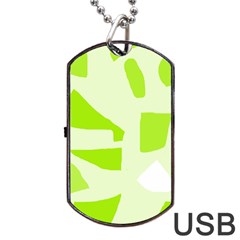 Green Abstract Design Dog Tag Usb Flash (one Side) by Valentinaart