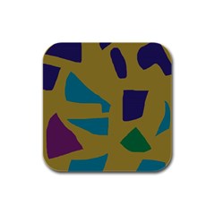 Colorful Abstraction Rubber Square Coaster (4 Pack)  by Valentinaart