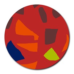 Red Abstraction Round Mousepads by Valentinaart