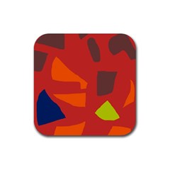 Red Abstraction Rubber Coaster (square)  by Valentinaart