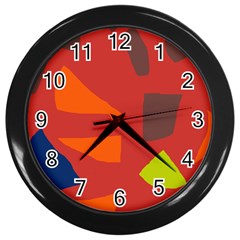 Red Abstraction Wall Clocks (black) by Valentinaart