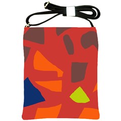 Red Abstraction Shoulder Sling Bags by Valentinaart