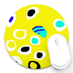 Yellow Abstract Pattern Round Mousepads by Valentinaart