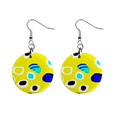 Yellow Abstract Pattern Mini Button Earrings by Valentinaart