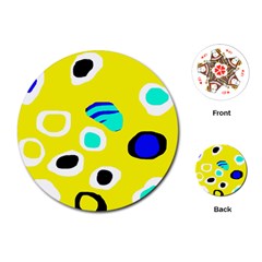 Yellow Abstract Pattern Playing Cards (round)  by Valentinaart