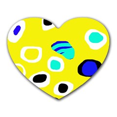 Yellow Abstract Pattern Heart Mousepads by Valentinaart