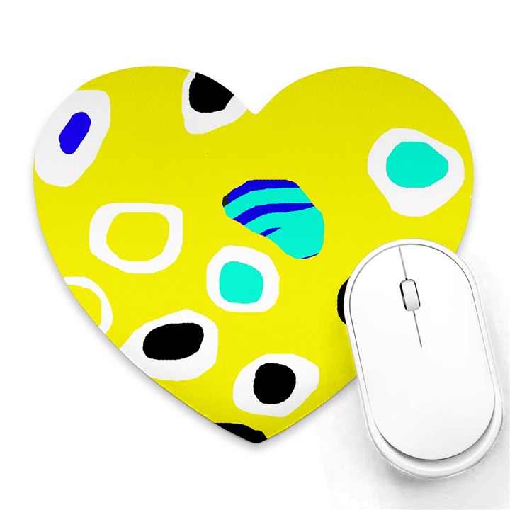 Yellow abstract pattern Heart Mousepads