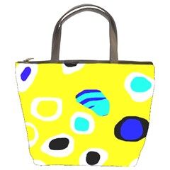 Yellow Abstract Pattern Bucket Bags by Valentinaart