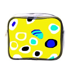 Yellow Abstract Pattern Mini Toiletries Bags by Valentinaart