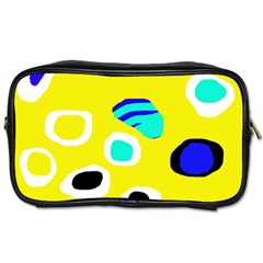 Yellow Abstract Pattern Toiletries Bags by Valentinaart