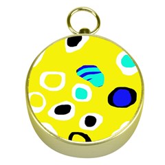 Yellow Abstract Pattern Gold Compasses by Valentinaart