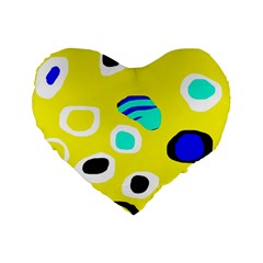 Yellow Abstract Pattern Standard 16  Premium Flano Heart Shape Cushions by Valentinaart