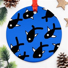 Cute Fishes Ornament (round)  by Valentinaart