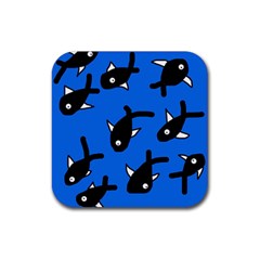 Cute Fishes Rubber Coaster (square)  by Valentinaart