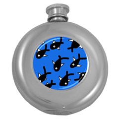 Cute Fishes Round Hip Flask (5 Oz) by Valentinaart