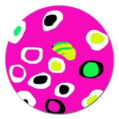 Pink Abstract Pattern Magnet 5  (round) by Valentinaart