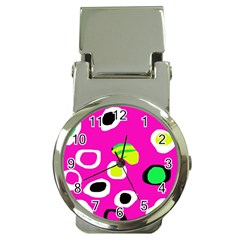 Pink Abstract Pattern Money Clip Watches by Valentinaart