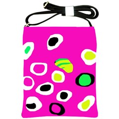 Pink Abstract Pattern Shoulder Sling Bags by Valentinaart