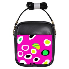 Pink Abstract Pattern Girls Sling Bags by Valentinaart