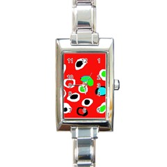 Red abstract pattern Rectangle Italian Charm Watch