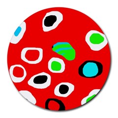 Red abstract pattern Round Mousepads