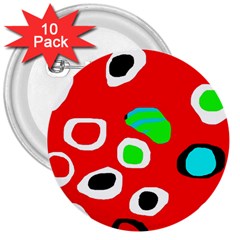 Red abstract pattern 3  Buttons (10 pack) 