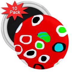 Red abstract pattern 3  Magnets (10 pack) 