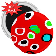 Red abstract pattern 3  Magnets (100 pack)