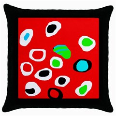 Red abstract pattern Throw Pillow Case (Black)