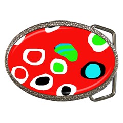 Red abstract pattern Belt Buckles