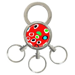 Red abstract pattern 3-Ring Key Chains