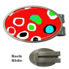 Red abstract pattern Money Clips (Oval) 