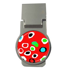 Red abstract pattern Money Clips (Round) 