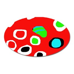 Red abstract pattern Oval Magnet