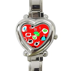 Red abstract pattern Heart Italian Charm Watch