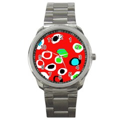 Red abstract pattern Sport Metal Watch