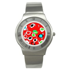 Red abstract pattern Stainless Steel Watch