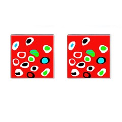 Red abstract pattern Cufflinks (Square)