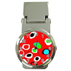 Red abstract pattern Money Clip Watches